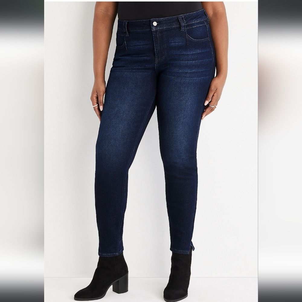Kancan For Maurices Size 24 Dark Wash Skinny Mid Rise Ankle Jeans
